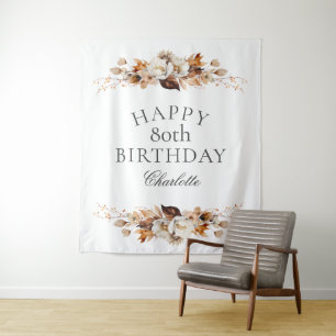 Elegante Herfst Bloemen 80ste Verjaardagsfeest Wandkleed