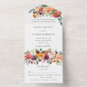 Elegante herfst bloemen alles in één bruiloft uitn all in one uitnodiging (Binnen)