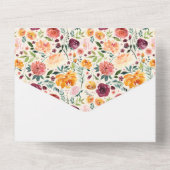 Elegante herfst bloemen alles in één bruiloft uitn all in one uitnodiging (Achterkant)