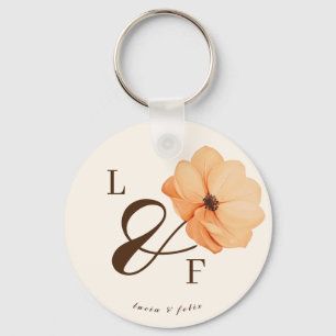 Elegante Herfst bloemen bruiloft dank u Sleutelhanger