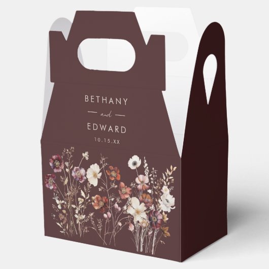 Elegante Herfst Bloemen Bruin bruiloft Bedankdoosjes (Geopend)