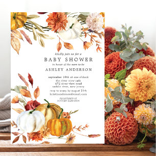 Elegante Herfst Bloemen Herfst Baby shower Kaart