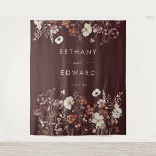Elegante Herfst Bloemen Huwelijk Achtergrond Wandkleed