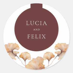 Elegante herfst bloemen minimalistische bruiloft ronde sticker