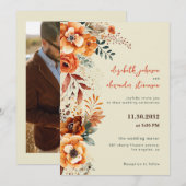 Elegante herfst bloemenbruiloft 1 foto kaart (Voorkant / Achterkant)