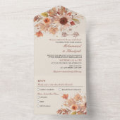 Elegante herfst bloemenbruiloft Moslim Waterverf All In One Uitnodiging (Binnen)