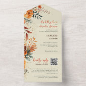 Elegante herfst bloemenbruiloft QR-code All In One Uitnodiging (Binnen)