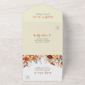 Elegante herfst bloemenbruiloft QR-code All In One Uitnodiging (Buitenkant)