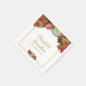 Elegante  herfst bloemengoud & witte bruiloft servet (Hoek)