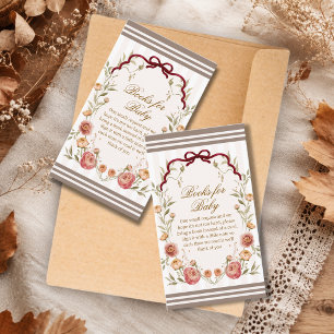 Elegante herfst bloemige babyshowerboeken voor bab informatiekaartje