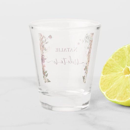 Elegante herfst bloemige bruids-shower shot glas (Achterkant)