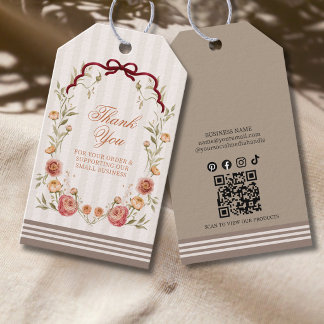 Elegante Herfst Bloemige Dank U Voor Bestelling Cadeaulabel
