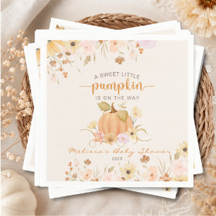 Elegante Herfst Bloemige Kleine Pompoen Op Komst   Servet