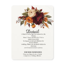 Elegante Herfst Bloemige Trouwdetails Bijlagekaart