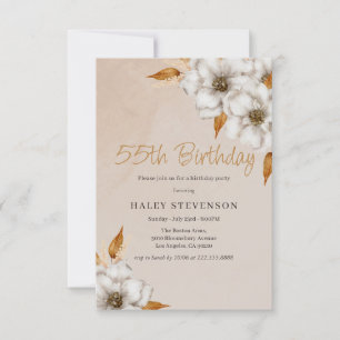 Elegante herfst boho chic bloem feestelijke 55ste kaart