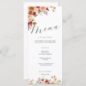 Elegante herfst botanicals bloemenbruiloft menu (Voorkant / Achterkant)