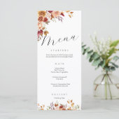 Elegante herfst botanicals bloemenbruiloft menu (Staand voorkant)