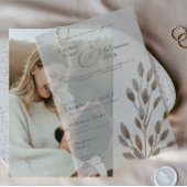 Elegante Herfst Botanische Ash Overlay Wedding Vellum Uitnodigingen