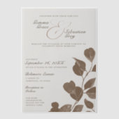 Elegante Herfst Botanische Ash Overlay Wedding Vellum Uitnodigingen (Voorkant)