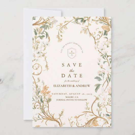 Elegante herfst Botanische Lijst bruiloft Save The Date (Voorkant)