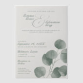Elegante Herfst botanische salie overlay bruiloft Vellum Uitnodigingen (Voorkant)