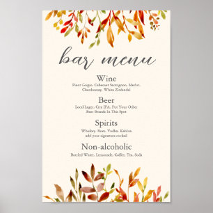 Elegante herfst bruiloft aangepaste herfst bladere poster
