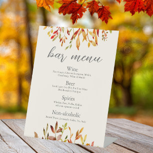 Elegante herfst bruiloft aangepaste herfst bladere reclamebord met voetstuk
