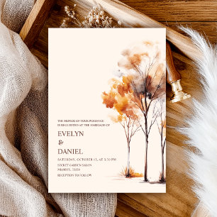 Elegante herfst bruiloft rustieke Waterverf Kaart