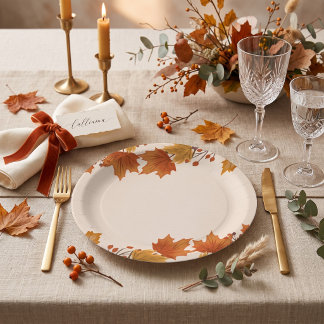Elegante Herfst Esdblad Bruiloft Papieren Bordje