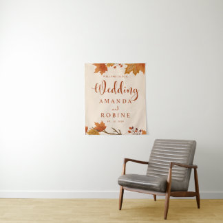 Elegante Herfst Esdblad Bruiloft Wandkleed