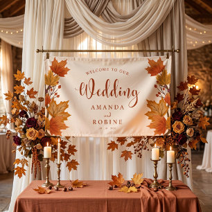 Elegante Herfst Esdoornbladeren Bruiloft Spandoek