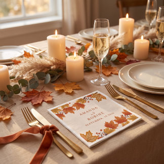 Elegante herfst esdoornbladeren trouw servetten