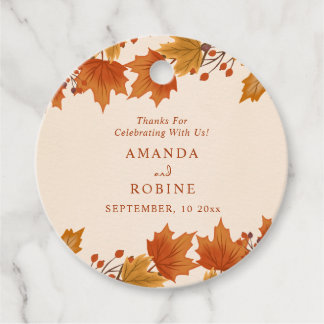 Elegante Herfst Esdoren Bruiloft Bedankjes Labels