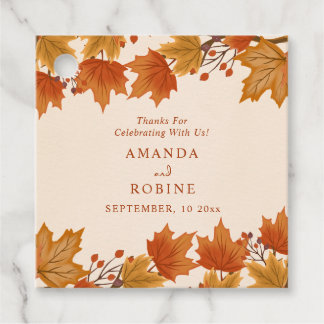 Elegante Herfst Esdoren Bruiloft Bedankjes Labels