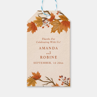 Elegante Herfst Esdoren Bruiloft Cadeaulabel
