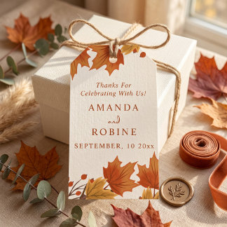 Elegante Herfst Esdoren Bruiloft Cadeaulabel