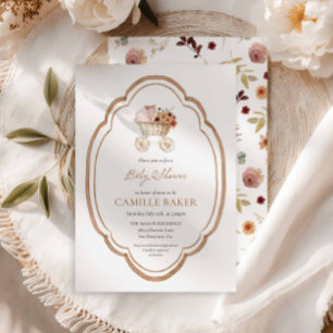 Elegante Herfst Floral Bourgondië Baby shower Invi Kaart