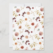 Elegante Herfst Floral Bourgondië Baby shower Invi Kaart (Achterkant)