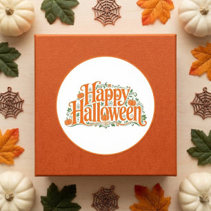 Elegante Herfst Gelukkig Halloween Oranje Pompoene Ronde Sticker