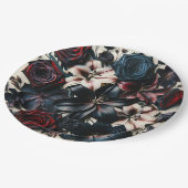 Elegante Herfst geperste bloemen donkere bruiloft Papieren Bordje (Gekanteld)