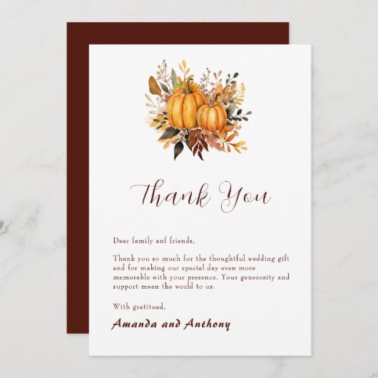 Elegante herfst Herfst pompoen dank u kaart (Voorkant / Achterkant)