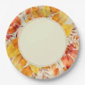 Elegante Herfst Huwelijk met Landelijke Bladeren Papieren Bordje (Voorkant)