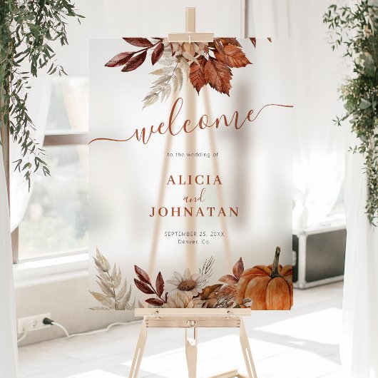 Elegante herfst laat bruiloft welkom teken acryl bord