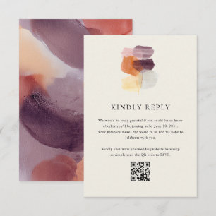 Elegante herfst laat QR-code online bruiloft achte RSVP Kaartje
