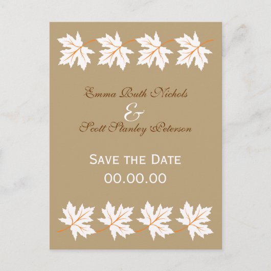 Elegante Herfst Maple Leaf Save the Date Briefkaar Aankondigingskaart (Voorkant)