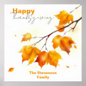 Elegante Herfst Maple verlaat Thanksgiving Poster (Voorkant)
