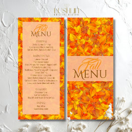 Elegante Herfst Oranje Bladeren Plat Menu