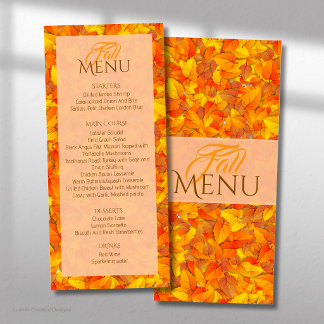Elegante Herfst Oranje Bladeren Plat Menu