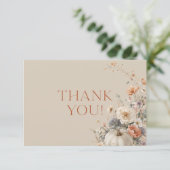 Elegante Herfst pompoen Baby shower dank u kaart (Staand voorkant)
