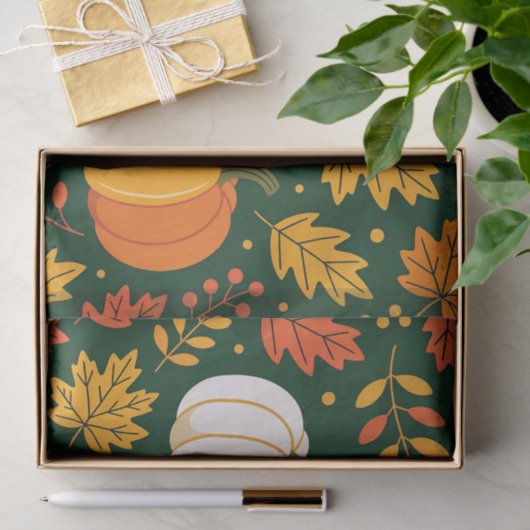 Elegante Herfst pompoen patch en herfstbladeren Tissuepapier (Geschenk)